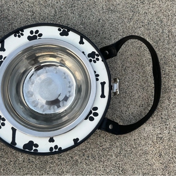 Doggie Double Bowl Purse Small Dog Chic Trendy Black M2-002 - Picture 5 of 8